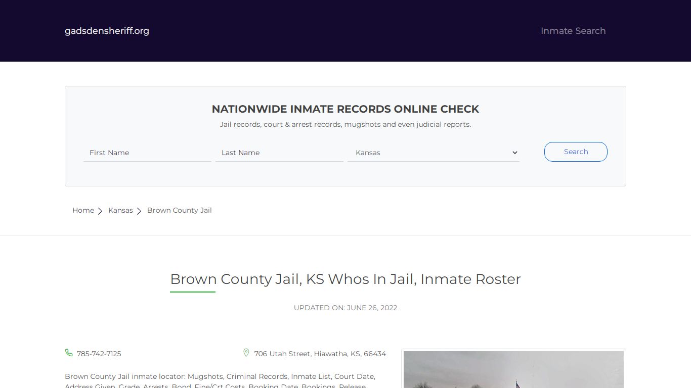 Brown County Jail, KS Inmate Roster, Whos In Jail